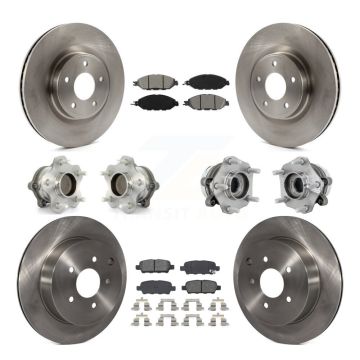 Front Rear Hub Bearing Assembly Disc Brake Rotor And Pad Kit (10Pc) For Nissan Murano FWD KBB-131190