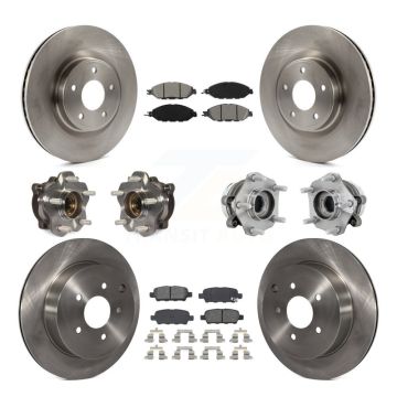 Front Rear Hub Bearing Assembly Disc Brake Rotor And Pad Kit (10Pc) For Nissan Murano AWD KBB-131191