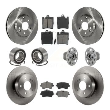 Front Rear Hub Bearing Brake Rotor & Pad Shoe Kit (10Pc) For 06-07 Mercedes-Benz C350 RWD KBB-131194
