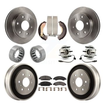 Front Rear Hub Bearings Disc Brake Rotors And Pads Shoes Kit (10Pc) For GMC Sierra 1500 KBB-131196