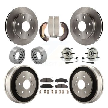 Front Rear Hub Bearings Disc Brake Rotors And Pads Shoes Kit (10Pc) For GMC Sierra 1500 KBB-131197