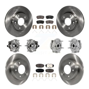 Front Rear Hub Bearings Disc Brake Rotors And Ceramic Pads Kit (10Pc) For Hyundai Kona KBB-131198