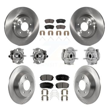 Front Rear Hub Bearings Disc Brake Rotors And Ceramic Pads Kit (10Pc) For Hyundai Kona KBB-131199