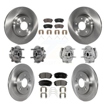 Front Rear Hub Bearings Disc Brake Rotors And Pads Kit (10Pc) For Hyundai Kona Kia Seltos KBB-131200