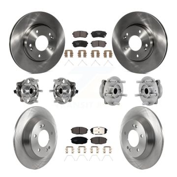 Front Rear Hub Bearing Brake Rotor And Pad Kit (10Pc) For 2022 Hyundai Kona FWD with 1.6L KBB-131204