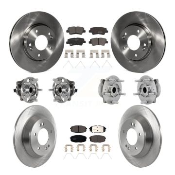 Front Rear Hub Bearing Brake Rotor And Pad Kit (10Pc) For 2022 Hyundai Kona FWD with 1.6L KBB-131205