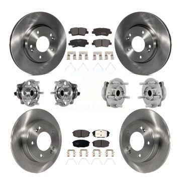 Front Rear Hub Bearing Brake Rotor And Pad Kit (10Pc) For 2022 Hyundai Kona FWD with 2.0L KBB-131206