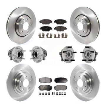 Front Rear Hub Bearing Disc Brake Rotors And Pads Kit (10Pc) For 2016-2021 Mazda CX-9 FWD KBB-131215
