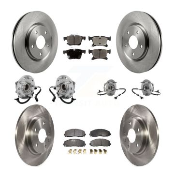 Front Rear Hub Bearing Disc Brake Rotor And Pads Kit (10Pc) For Chrysler Pacifica Voyager KBB-131216