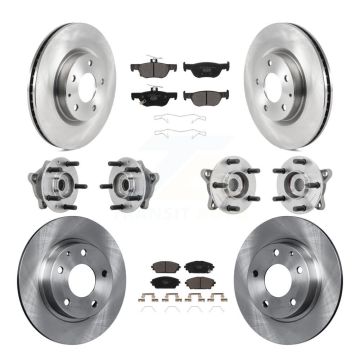 Front Rear Hub Bearings Disc Brake Rotors And Pads Kit (10Pc) For 2021-2022 Mazda 3 AWD KBB-131219