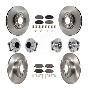 Front Rear Hub Bearing Disc Brake Rotor & Pads Kit (10Pc) For Jeep Renegade Fiat 500X FWD KBB-131222