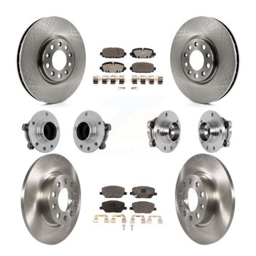 Front Rear Hub Bearing Disc Brake Rotors And Ceramic Pads Kit (10Pc) For Jeep Compass FWD KBB-131223