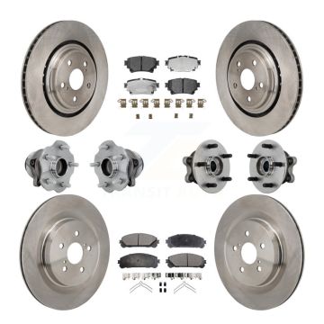 Front Rear Hub Bearing Brake Rotor And Pad Kit (10Pc) For 2020-2022 Toyota Highlander FWD KBB-131229
