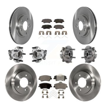 Front Rear Hub Bearings Disc Brake Rotors And Ceramic Pads Kit (10Pc) For Hyundai Ioniq KBB-131232