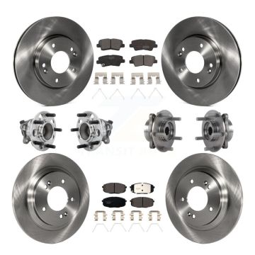 Front Rear Hub Bearing Brake Rotor & Pad Kit (10Pc) For Hyundai Elantra GT Base with 2.0L KBB-131234