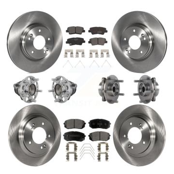 Front Rear Hub Bearing Disc Brake Rotor And Ceramic Pad Kit (10Pc) For Hyundai Elantra GT KBB-131235