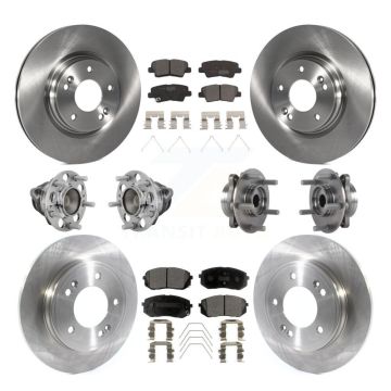 Front Rear Hub Bearing Disc Brake Rotor And Pad Kit (10Pc) For Kia Forte Hyundai Veloster KBB-131237