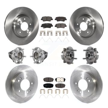 Front Rear Hub Bearings Disc Brake Rotors And Pads Kit (10Pc) For 2020 Kia Forte 1.6L KBB-131238