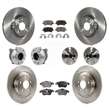 Front Rear Hub Bearings Disc Brake Rotors And Pads Kit (10Pc) For 2013-2014 Volvo S60 FWD KBB-131242