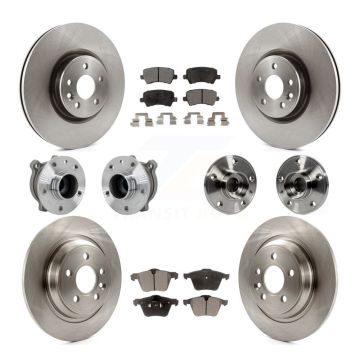 Front Rear Hub Bearings Disc Brake Rotors And Ceramic Pads Kit (10Pc) For Volvo S60 V70 KBB-131243
