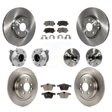 Front Rear Hub Bearing Assembly Disc Brake Rotor And Ceramic Pad Kit (10Pc) For Volvo V70 KBB-131245