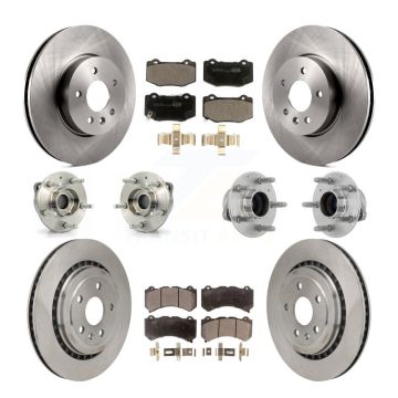 Front Rear Hub Bearings Disc Brake Rotors And Pads Kit (10Pc) For Cadillac ATS V with RWD KBB-131249