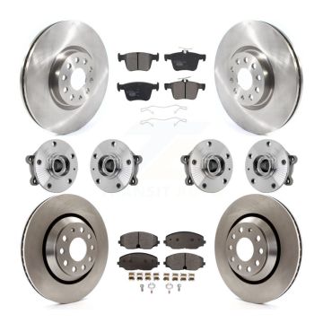 Front Rear Hub Bearing Brake Rotor & Pads Kit (10Pc) For Volkswagen Atlas Cross Sport AWD KBB-131260