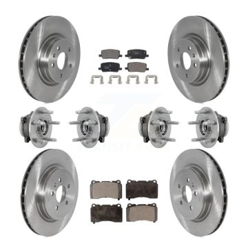 Front Rear Hub Bearings Disc Brake Rotors And Pads Kit (10Pc) For 2017-2019 Tesla X S KBB-131263