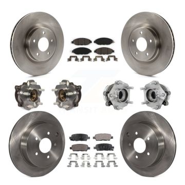 Front Rear Hub Bearing Disc Brake Rotor And Ceramic Pads Kit (10Pc) For Nissan Murano AWD KBB-131267