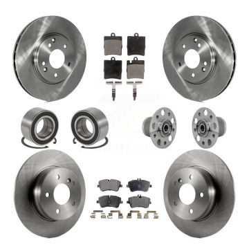 Front Rear Hub Bearing Brake Rotor & Pad Shoe Kit (10Pc) For 06-07 Mercedes-Benz C350 RWD KBB-131273