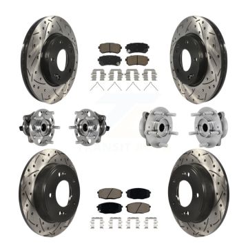 Front Rear Hub Bearings Coated Disc Brake Rotors And Pads Kit (10Pc) For Hyundai Kona KBB-131274