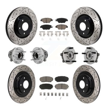 Front Rear Hub Bearing Coated Brake Rotor And Pad Kit (10Pc) For 2016-2021 Mazda CX-9 FWD KBB-131277
