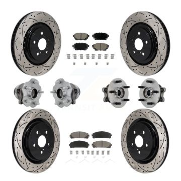 Front Rear Hub Bearing Coated Brake Rotor Pads Kit (10Pc) For 20-22 Toyota Highlander FWD KBB-131279