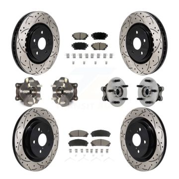 Front Rear Hub Bearing Coated Brake Rotor Pads Kit (10Pc) For 2021-2023 Toyota Sienna AWD KBB-131280