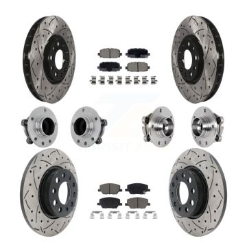 Front Rear Hub Bearings Coated Disc Brake Rotors And Pads Kit (10Pc) For Jeep Compass FWD KBB-131285