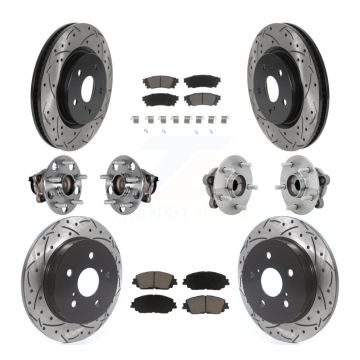 Front Rear Hub Bearing Coated Disc Brake Rotor And Ceramic Pad Kit (10Pc) For Toyota C-HR KBB-131286