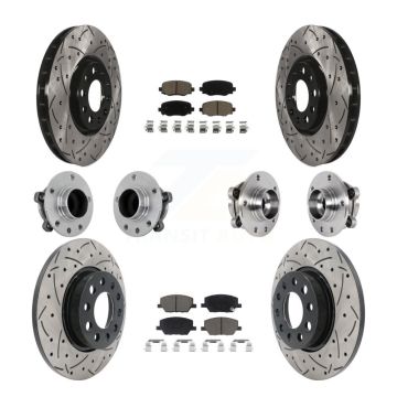 Front Rear Hub Bearing Coated Brake Rotor Pads Kit (10Pc) For Jeep Renegade Fiat 500X FWD KBB-131291