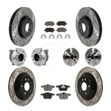 Front Rear Hub Bearing Coated Disc Brake Rotors And Ceramic Pads Kit (10Pc) For Volvo V70 KBB-131302