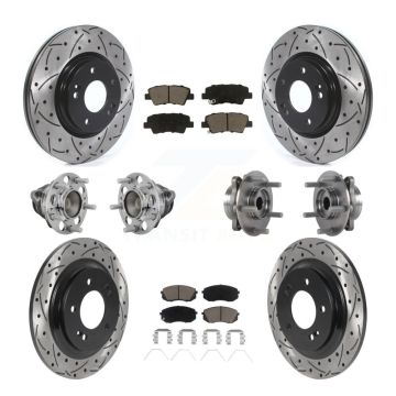 Front Rear Hub Bearing Coated Disc Brake Rotor And Pads Kit (10Pc) For Hyundai Elantra GT KBB-131303