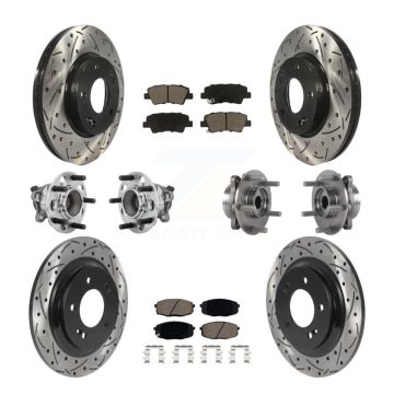 Front Rear Hub Bearing Coated Disc Brake Rotor And Pads Kit (10Pc) For Hyundai Elantra GT KBB-131305