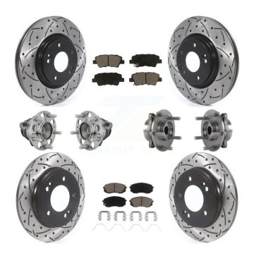Front Rear Hub Bearing Coated Brake Rotor & Pad Kit (10Pc) For Kia Forte Hyundai Veloster KBB-131306