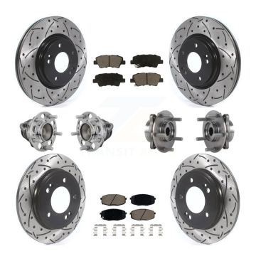 Front Rear Hub Bearing Coated Disc Brake Rotor And Pad Kit (10Pc) For 2020 Kia Forte 1.6L KBB-131308