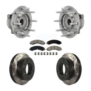 Front Hub Bearing Drill Slot Brake Rotor Pad Kit For GMC Chevrolet Silverado 2500 HD 3500 KBB-131316