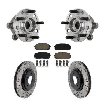 Front Hub Bearing Assembly Coat Drill Slot Brake Rotor Pads Kit For Hyundai Sonata Kia K5 KBB-131321