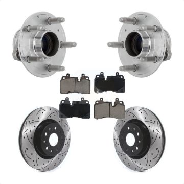 Front Hub Bearing Assembly Coat Drill Slot Brake Rotor Pads Kit For 2019 Cadillac CT6 RWD KBB-131330