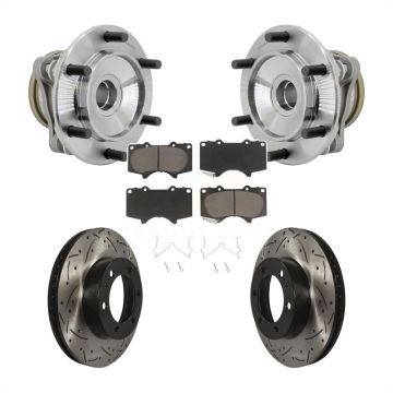 Front Hub Bearing Drilled Slot Brake Rotor & Pad Kit For Toyota Tacoma 4Runner FJ Cruiser KBB-131333
