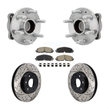 Front Hub Bearing Drilled Slot Brake Rotor Pads Kit For Chevrolet Colorado GMC Canyon RWD KBB-131337