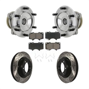 Front Hub Bearing Coated Drill Slot Brake Rotor Pads Kit For 2010-2021 Toyota 4Runner RWD KBB-131340