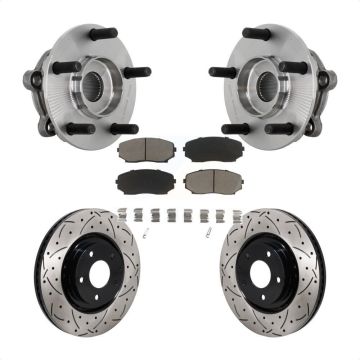 Front Hub Bearing Assembly Coated Drill Slot Brake Rotor Pad Kit For 2016-2023 Mazda CX-9 KBB-131341