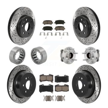 Front Rear Hub Bearing Coated Brake Rotor Pads Shoe Kit (10Pc) For Chevrolet Colorado GMC KBB-131343